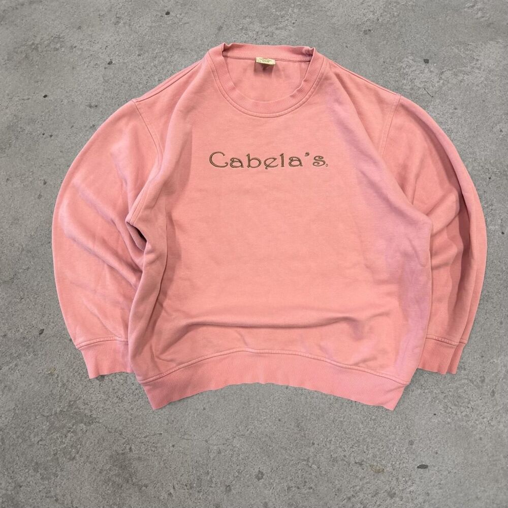 Vintage 90s Cabela's Pink Cotton Crewneck Sweatshirt Baggy Womens Size XL